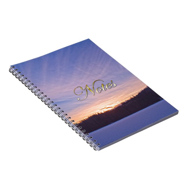 Sunset over Snow-covered Winter Lake & Trees Notebook (Right Side)