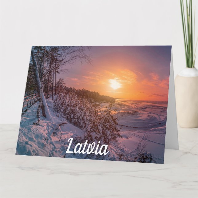 Sunset over snow sea coast card (Front)
