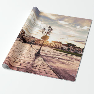 Sunset over square in Padova in Italy Wrapping Paper