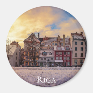 Sunset over street in Riga Magnet