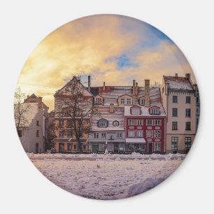 Sunset over street in Riga Magnet