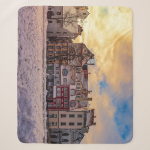 Sunset over street in Riga Sherpa Blanket