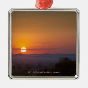 Sunset Over The African Landscape Metal Ornament