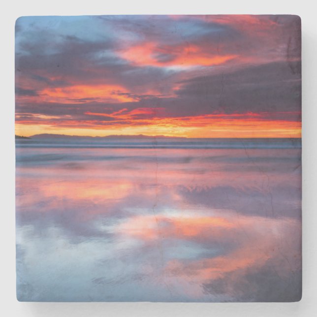 Sunset over the Channel Islands, CA Stone Coaster (Front)