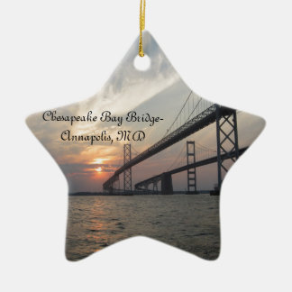 Sunset over the Chesapeake Bay Bridge Ceramic Ornament
