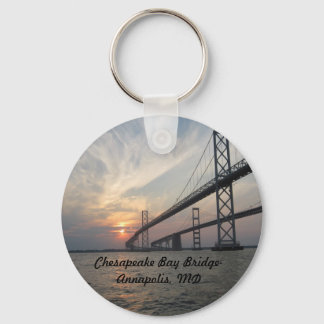 Sunset over the Chesapeake Bay Bridge Keychain
