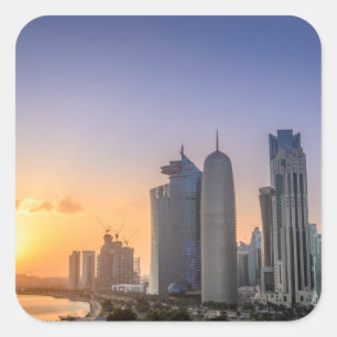 Sunset over the city of Doha, Qatar Square Sticker