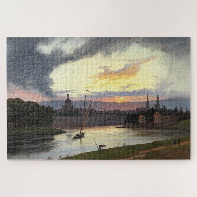 Sunset over the German City of Dresden Jigsaw Puzzle (Horizontal)