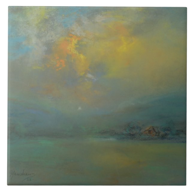 Sunset Over the Hills (by Glenn Cooper Henshaw) Tile (Front)