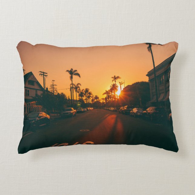 Sunset over the horizon accent pillow (Front)