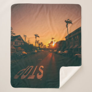 Sunset over the horizon sherpa blanket