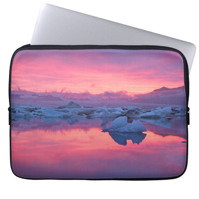 Sunset Over the Jokulsarlon Glacier Lagoon Laptop Sleeve (Front)