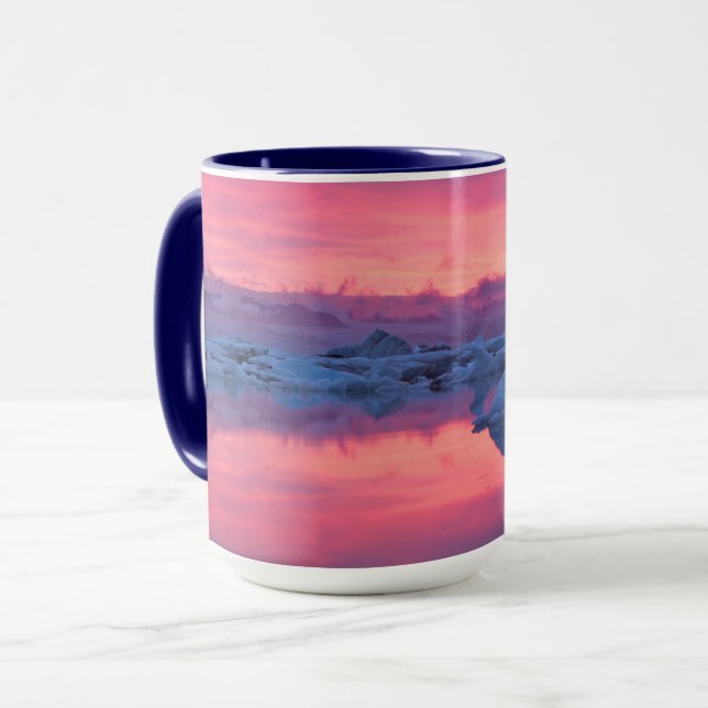 Sunset Over the Jokulsarlon Glacier Lagoon Mug (Front Left)