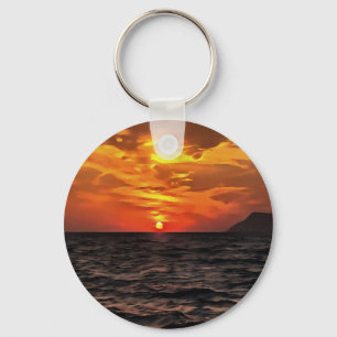 Sunset Over the Mediterranean Sea Keychain