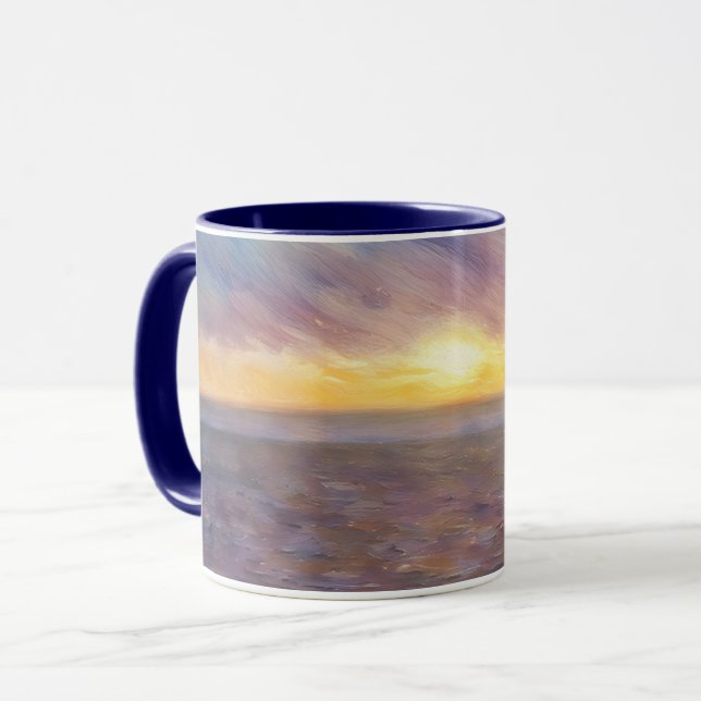 Sunset Over the Ocean Art Mug (Front Left)