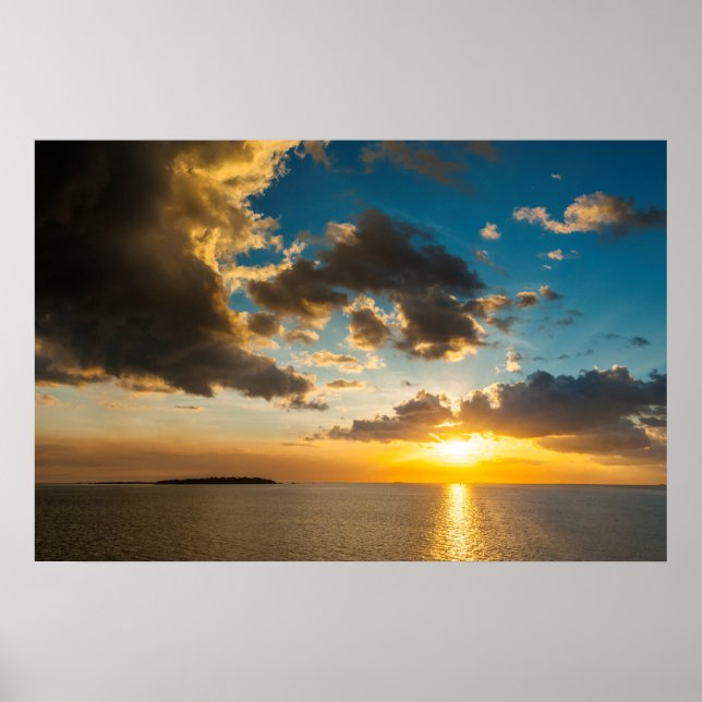 Sunset Over The Ocean, Fiji Poster (Front)