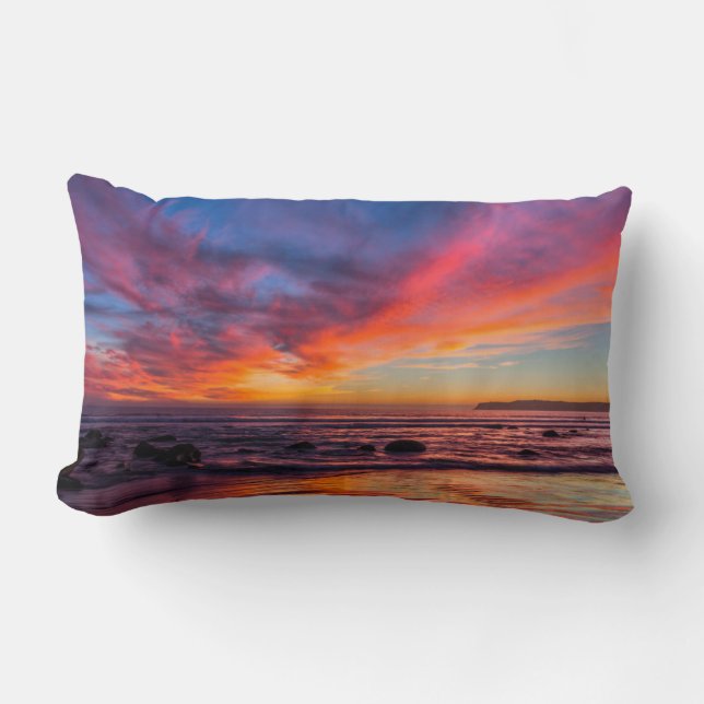 Sunset over the Pacific from Coronado 2 Lumbar Pillow (Front)