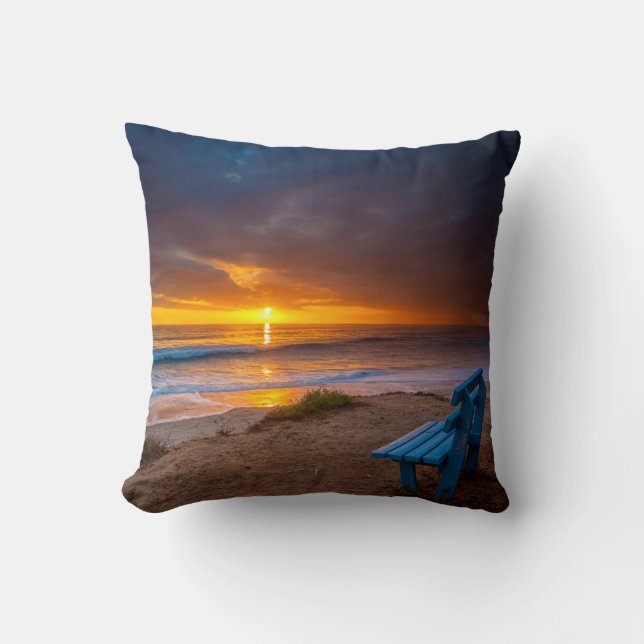 Sunset over the Pacific Ocean Throw Pillow (Front)