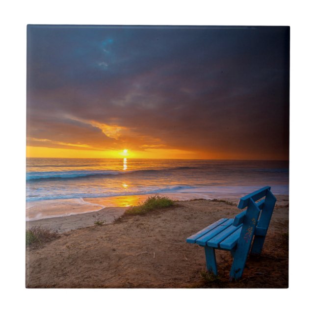 Sunset over the Pacific Ocean Tile (Front)