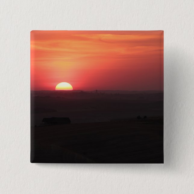 Sunset over the Palouse 2 Inch Square Button (Front)