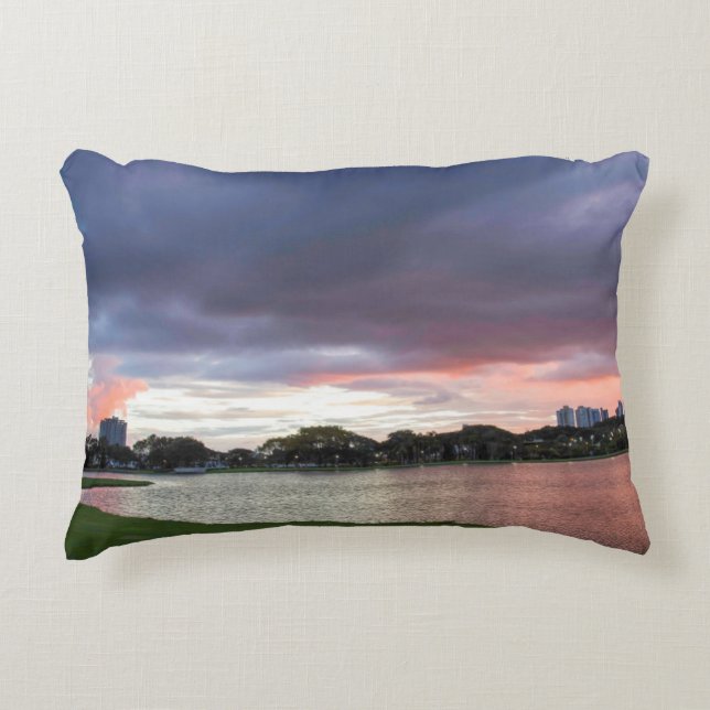 Sunset Over The Park Decorative Pillow (Front)