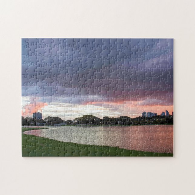 Sunset Over The Park Jigsaw Puzzle (Horizontal)