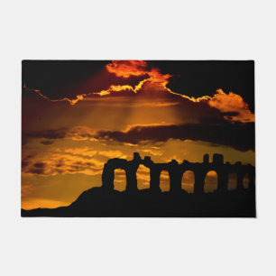 Sunset Over the Ruins Floor Mat