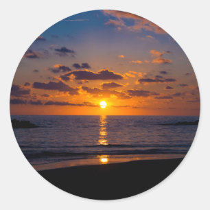 Sunset Over the Sea Classic Round Sticker
