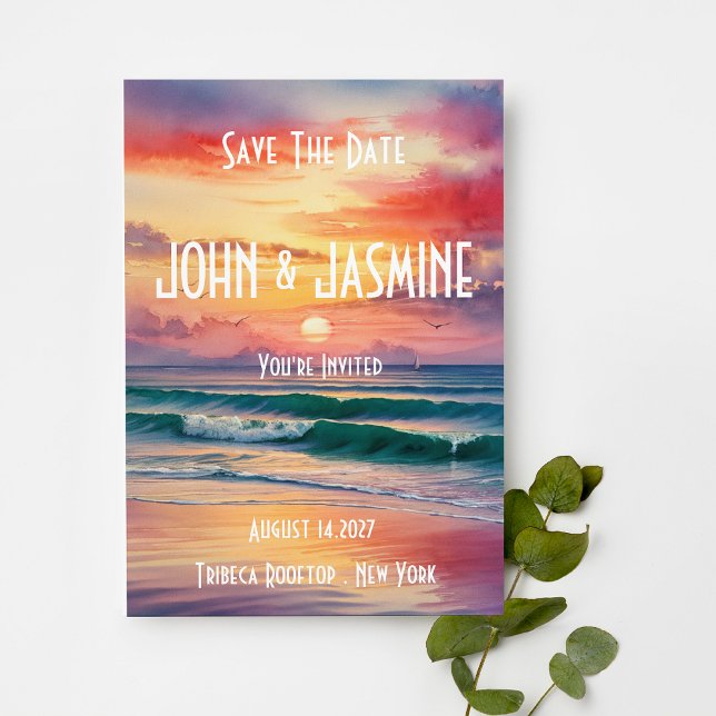 Sunset Over The Sea Weeding Save The Date  Invitation (Creator Uploaded)