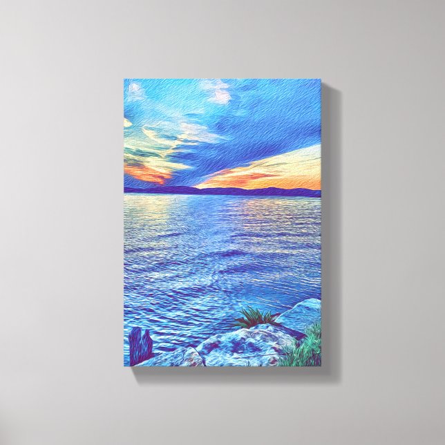 Sunset over the Tappan Zee Bridge New York Canvas Print (Front)