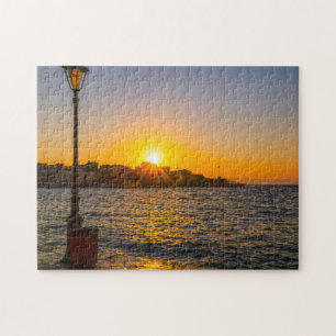 Sunset over the Venetian harbour, Chania, Crete Jigsaw Puzzle