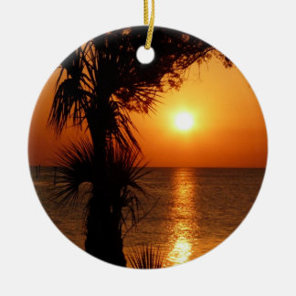Sunset Over the Warm Water Ceramic Ornament