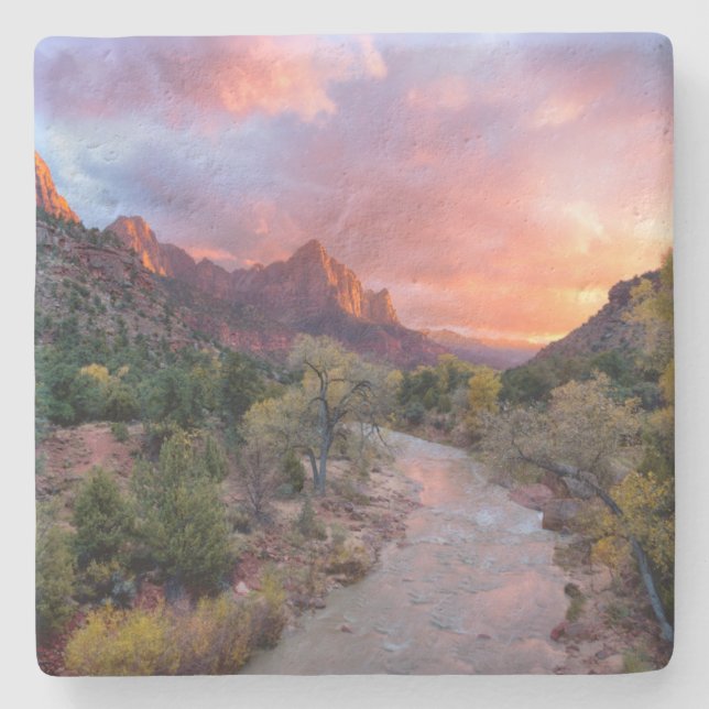 Sunset Over the Watchman Stone Coaster (Front)