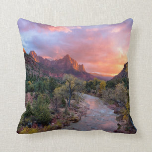 Sunset Over the Watchman Throw Pillow