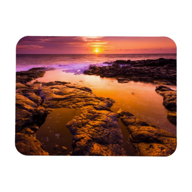 Sunset over tide pools, Hawaii Magnet (Horizontal)