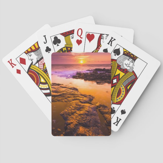 Sunset over tide pools, Hawaii Playing Cards (Back)