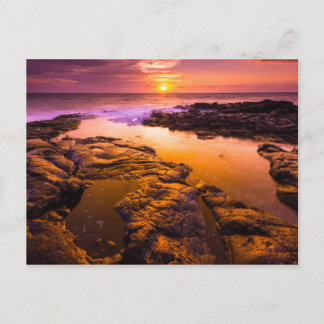 Sunset over tide pools, Hawaii Postcard