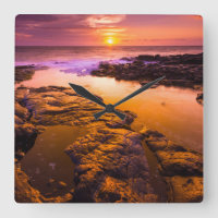 Sunset over tide pools, Hawaii