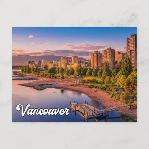 Sunset Over Vancouver, British Columbia Postcard