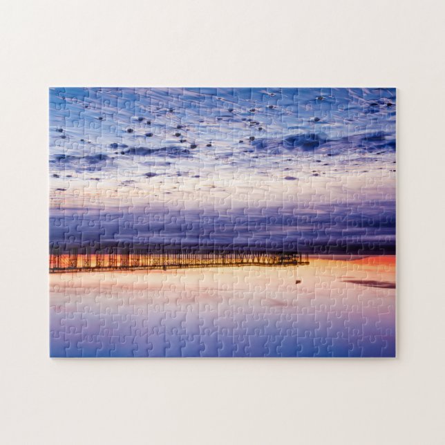 Sunset Over Ventura Pier And Beach Jigsaw Puzzle (Horizontal)