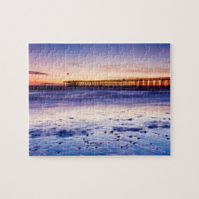 Sunset Over Ventura Pier And Beach Jigsaw Puzzle (Horizontal)