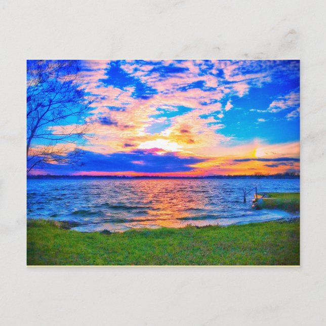 Sunset over Walled Lake postcard (Front)