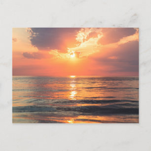 sunset over water holiday postcard