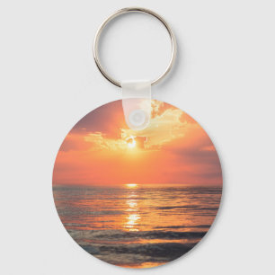 sunset over water keychain