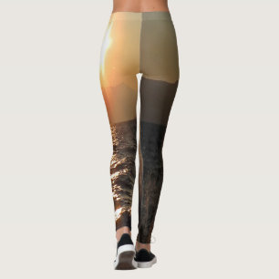 Sunset Over Waves in Croatia Coastline Leggings