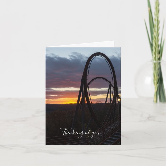 Sunset Over Wildfire Thinking Of You Card (Front)