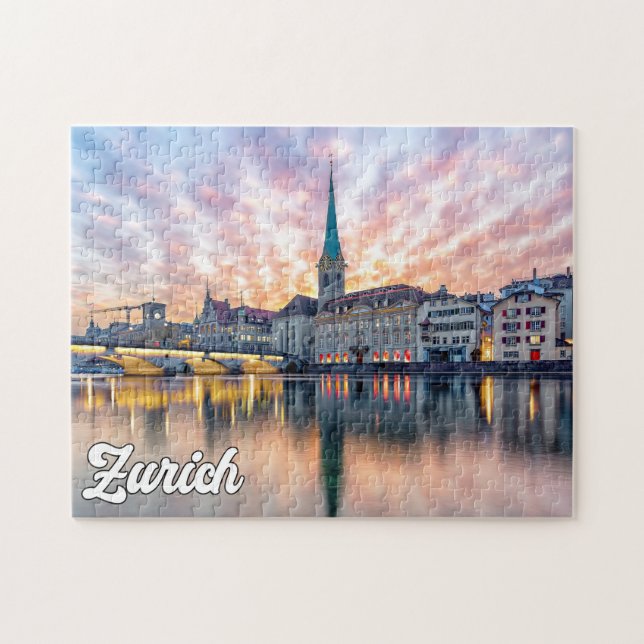 Sunset Over Zurich, Switzerland Jigsaw Puzzle (Horizontal)
