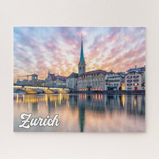 Sunset Over Zurich, Switzerland Jigsaw Puzzle (Horizontal)