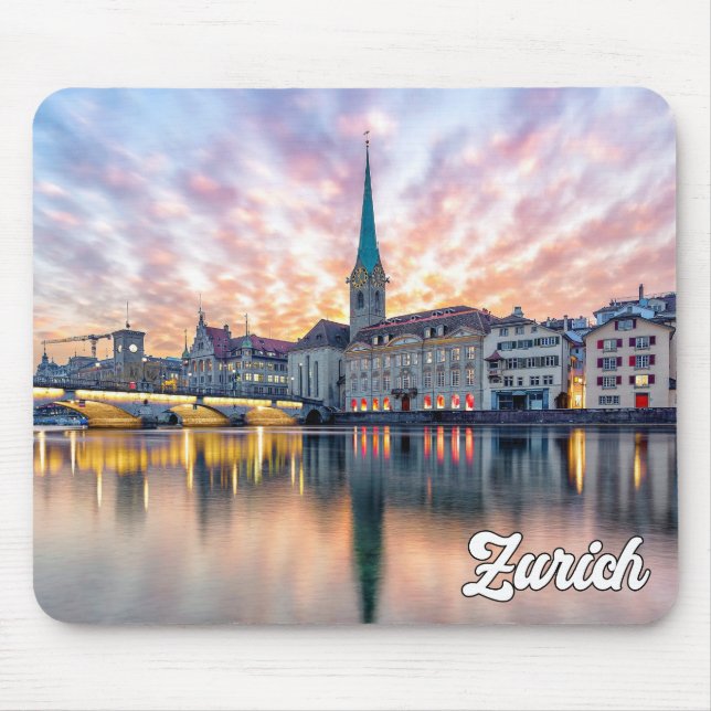 Sunset Over Zurich, Switzerland Mouse Pad (Front)