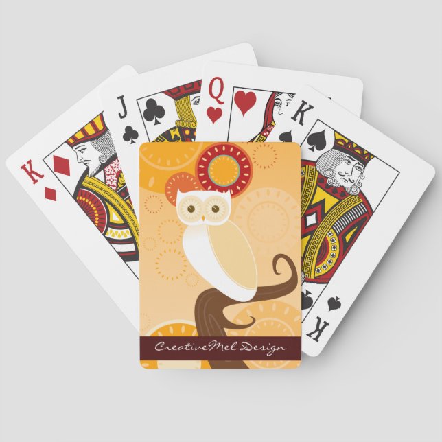Sunset Owl OJ Custom Playing Cards (Back)